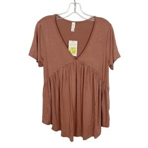 Mittoshop MTS Short Sleeve Top Cinnamon Brown Size Small New
